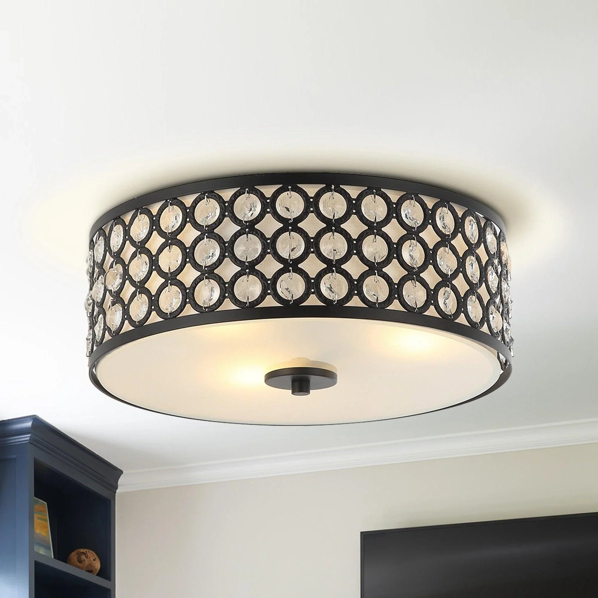 Modern LED 3-Light Flush Mount Ceiling Light with Crystal - IPLUS Lighting