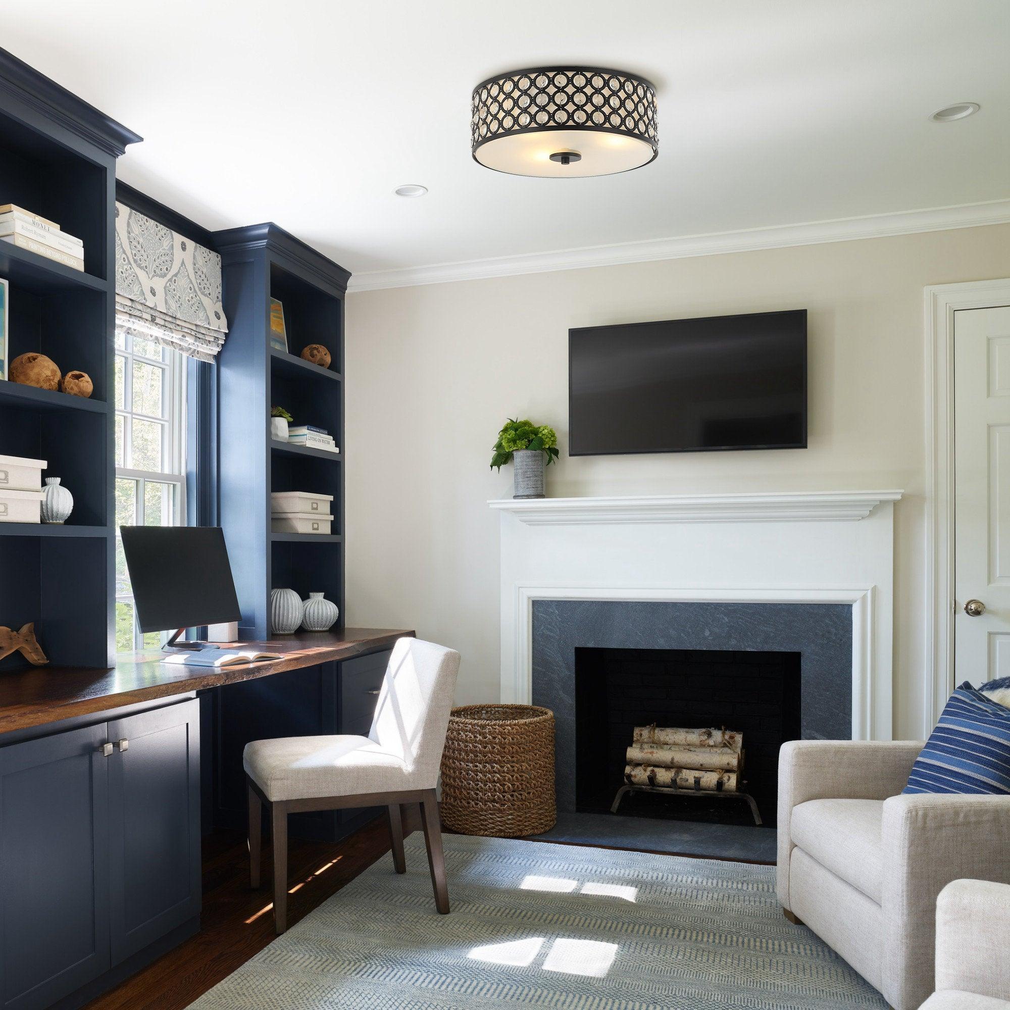 3-Light Modern LED Flush Mount Light with Crystal - ParrotUncle