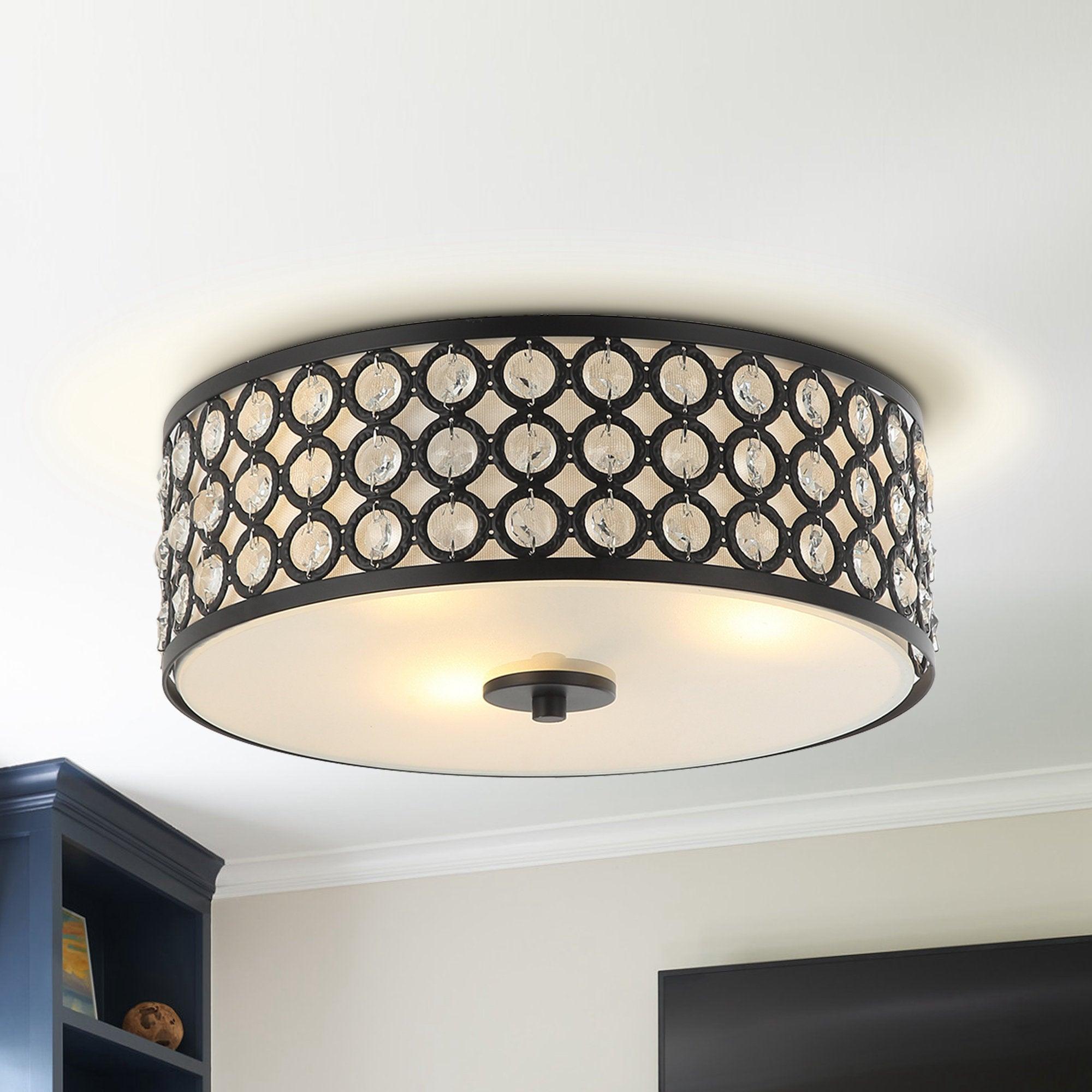 3-Light Modern LED Flush Mount Light with Crystal - ParrotUncle