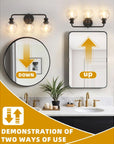 Clear Glass Irvine Black Modern 3-Light Vanity Light