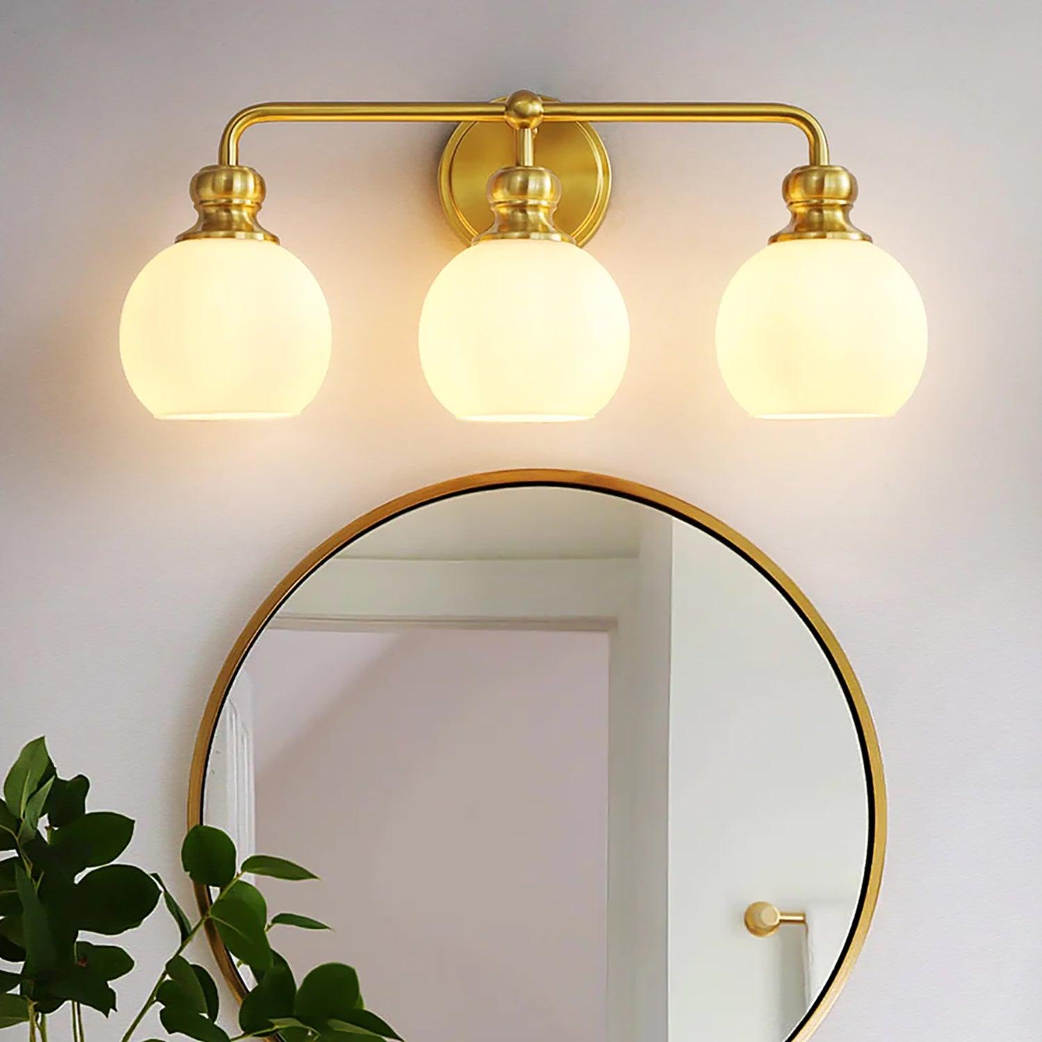 Irvine Gold Modern Frosted Glass 3-Light Vanity Light