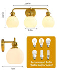 Irvine Gold Modern Frosted Glass 3-Light Vanity Light