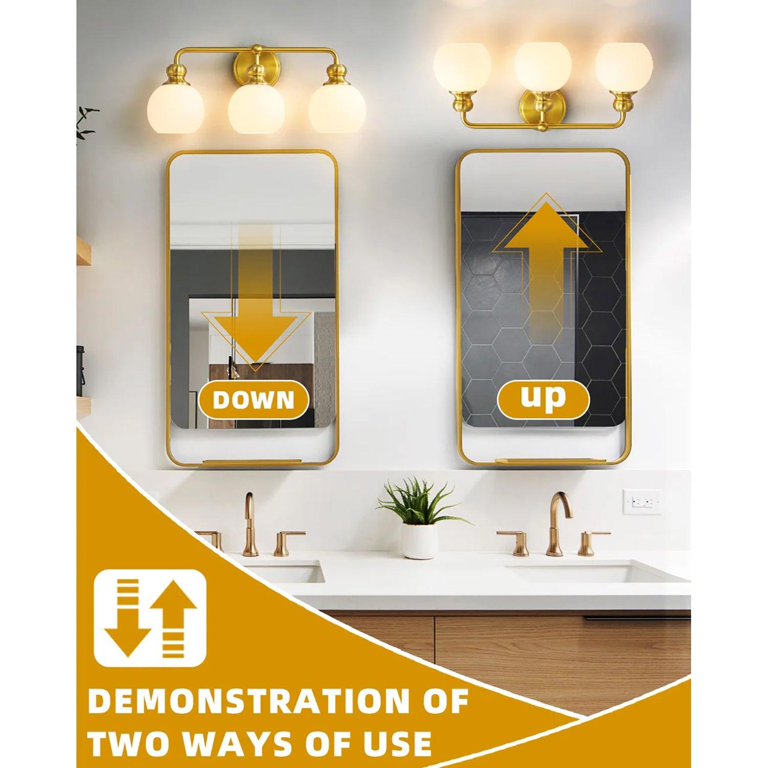 Irvine Gold Modern Frosted Glass 3-Light Vanity Light