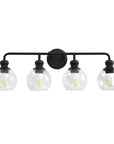 Clear Glass Irvine Black Modern 4-Light Vanity Light