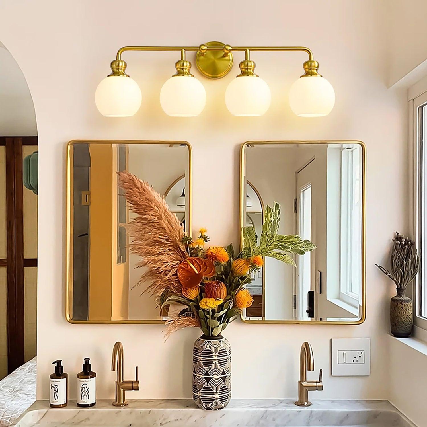 Irvine Gold Modern Frosted Glass 4-Light Vanity Light