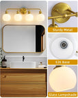 Irvine Gold Modern Frosted Glass 4-Light Vanity Light