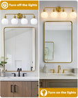 Irvine Gold Modern Frosted Glass 4-Light Vanity Light