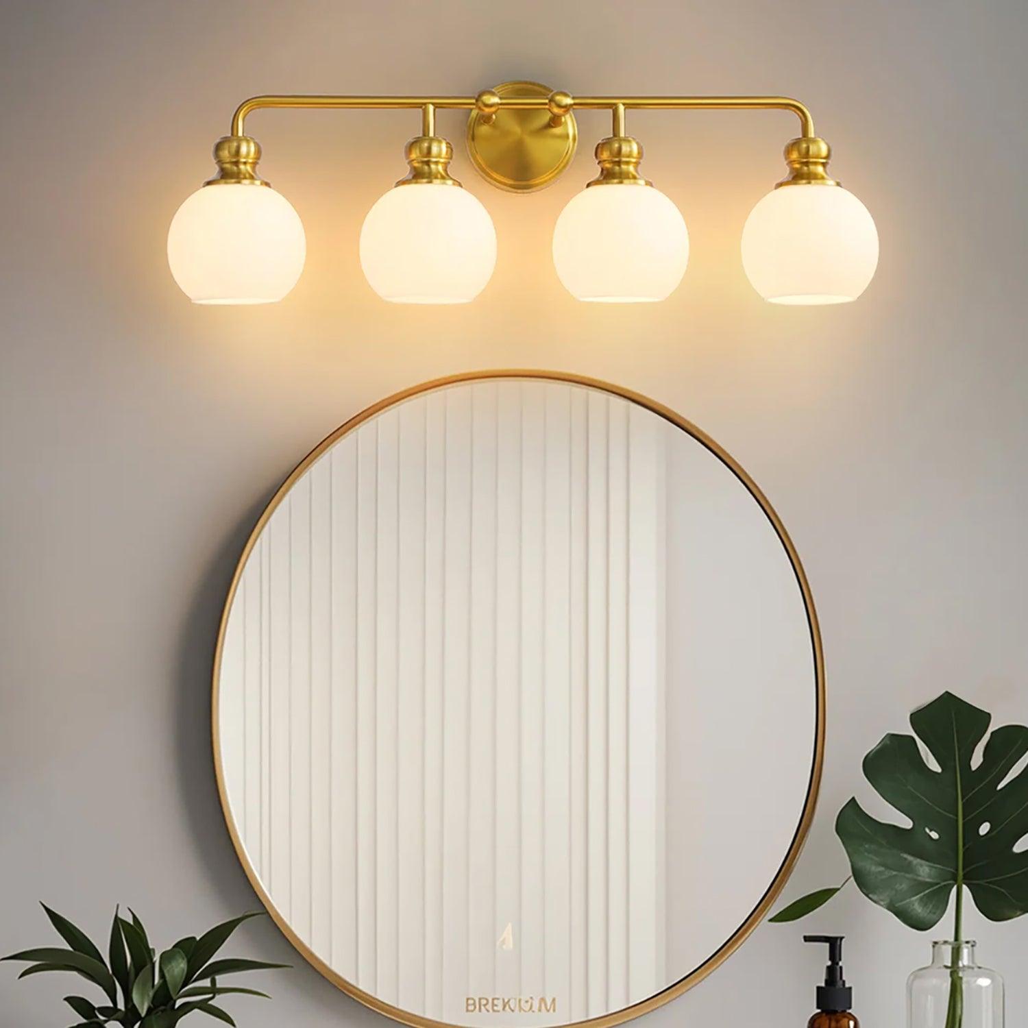 Irvine Gold Modern Frosted Glass 4-Light Vanity Light