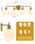 Irvine Gold Modern Frosted Glass 4-Light Vanity Light
