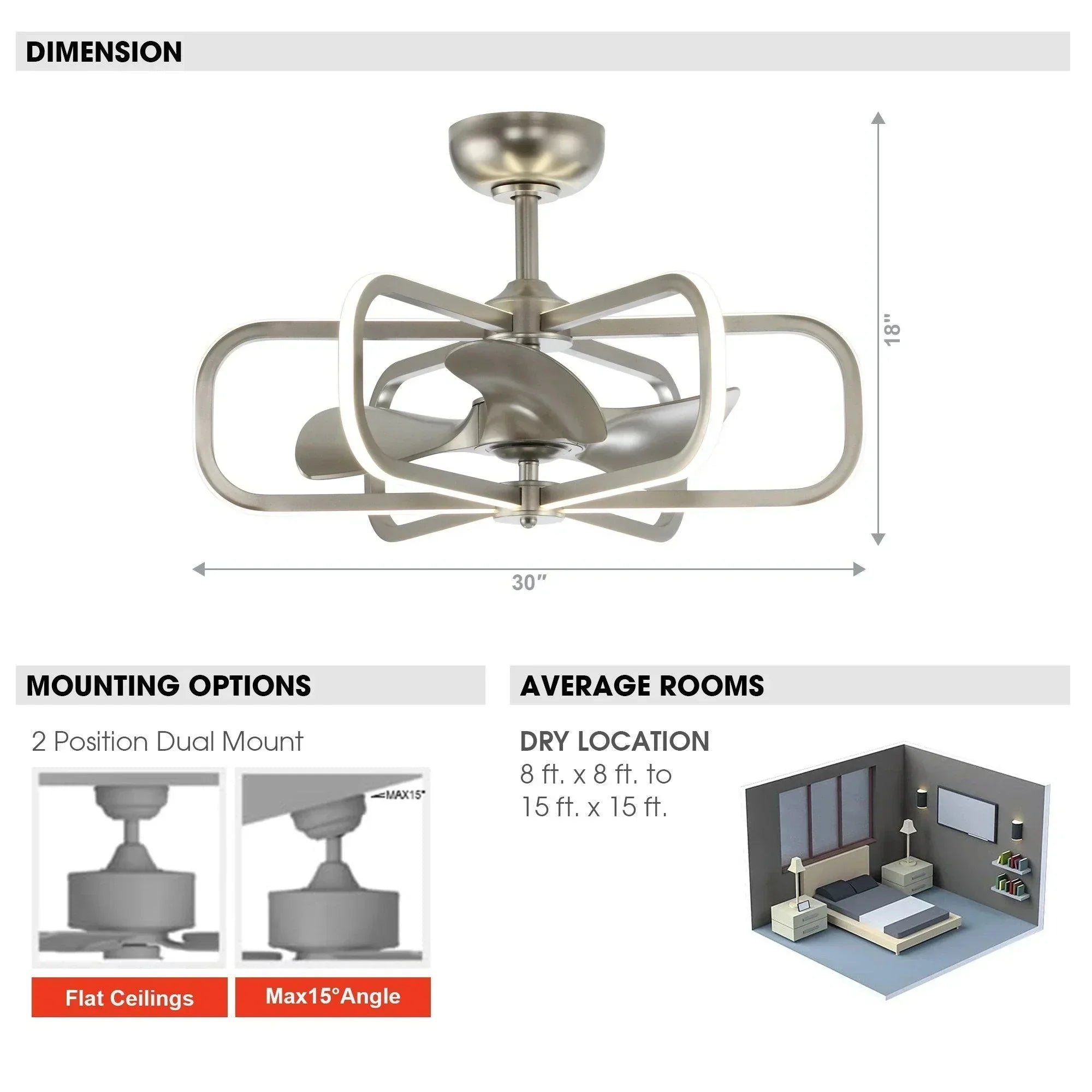 30" Theron Reversible Ceiling Fan