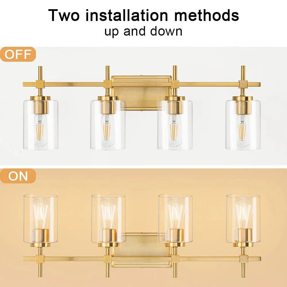 Clear Glass Jasper Modern 4-Light Bathroom Vanity Light