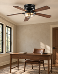 52" Rowan Modern Farmhouse Flush Mount Ceiling Fan with Light