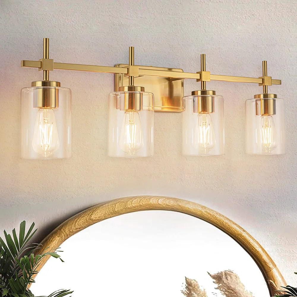 Clear Glass Jasper Modern 4-Light Bathroom Vanity Light