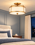 Aveline 3-Light Antique Gold Semi-Flush Mount Ceiling Light