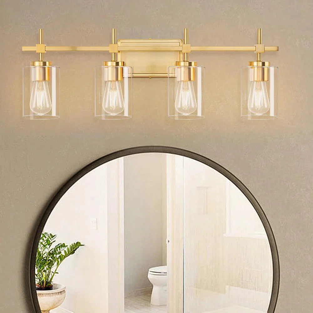 Clear Glass Jasper Modern 4-Light Bathroom Vanity Light