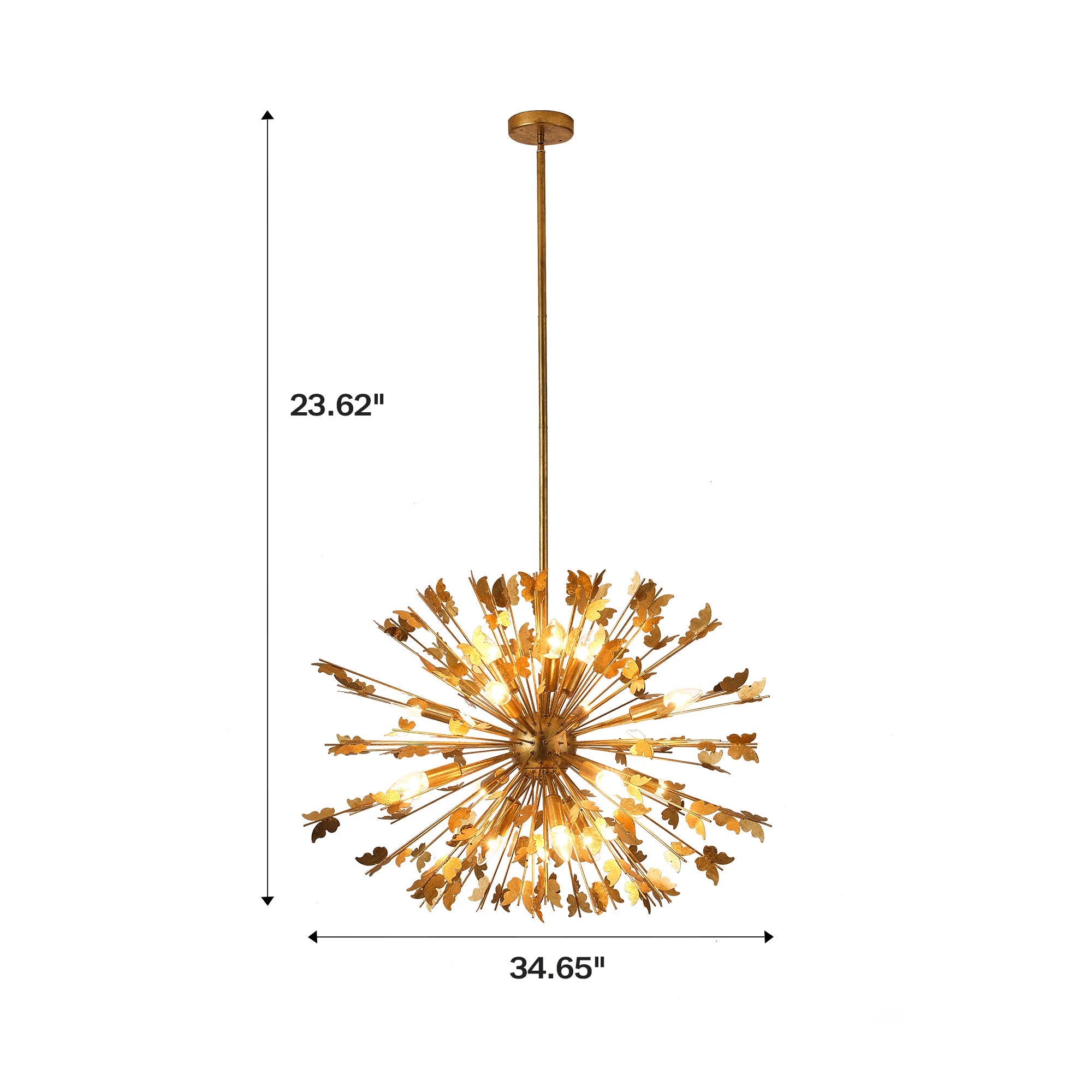 Lydia 14-Light Golden Statement Chandelier – 35 Inch