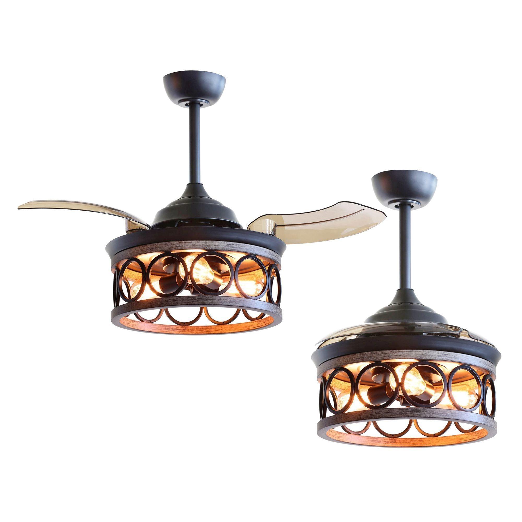 36" Mirelle Farmhouse Downrod Mount Ceiling Fan with Lighting and Wall Control - IPLUS