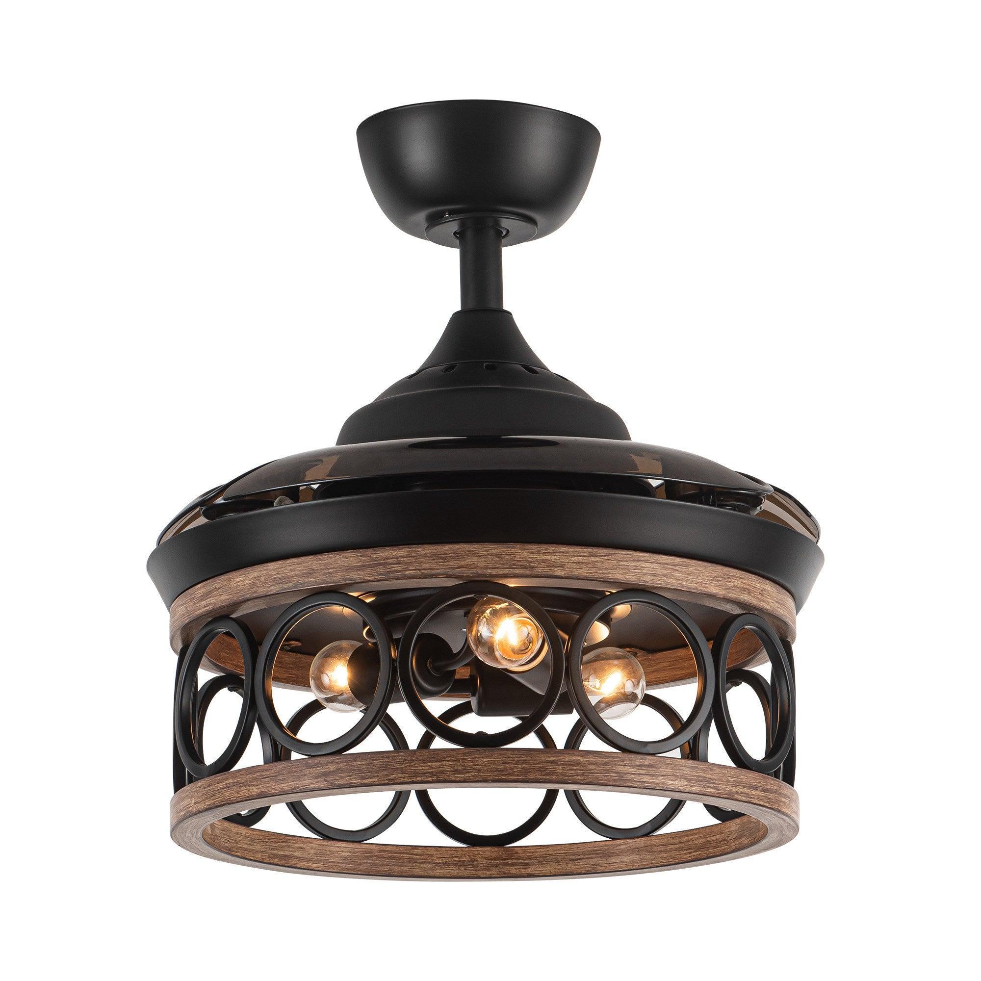 36" Mirelle Farmhouse Downrod Mount Ceiling Fan with Lighting and Wall Control - IPLUS