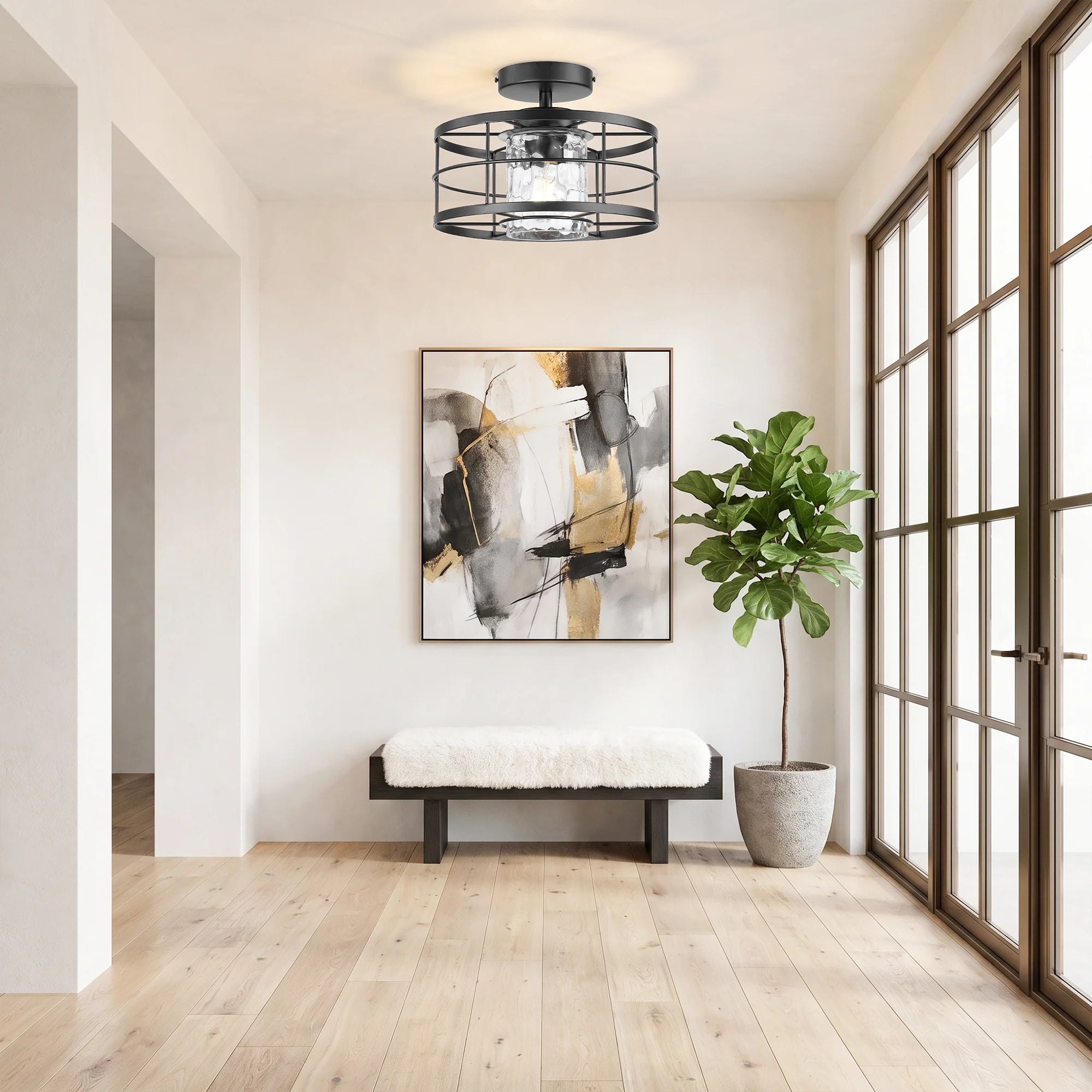 Lyle 1-Light Modern Semi-Flush Mount Ceiling Light