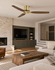 48" Louise Modern Soft Brass Flush Mount Ceiling Fan with Solid Wood Blades