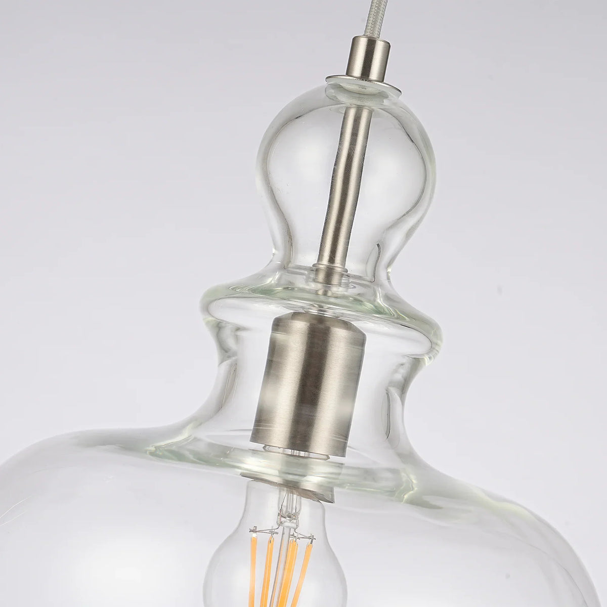 Lucille 1-Light Brushed Nickel Clear Glass Pendant
