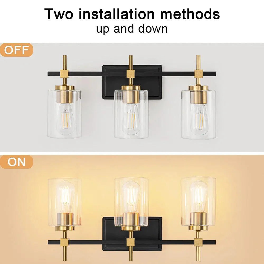 Clear Glass Jasper Modern 3-Light Bathroom Vanity Light