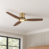 48" Louise Modern Soft Brass Flush Mount Ceiling Fan with Solid Wood Blades