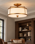 Aveline 3-Light Antique Gold Semi-Flush Mount Ceiling Light