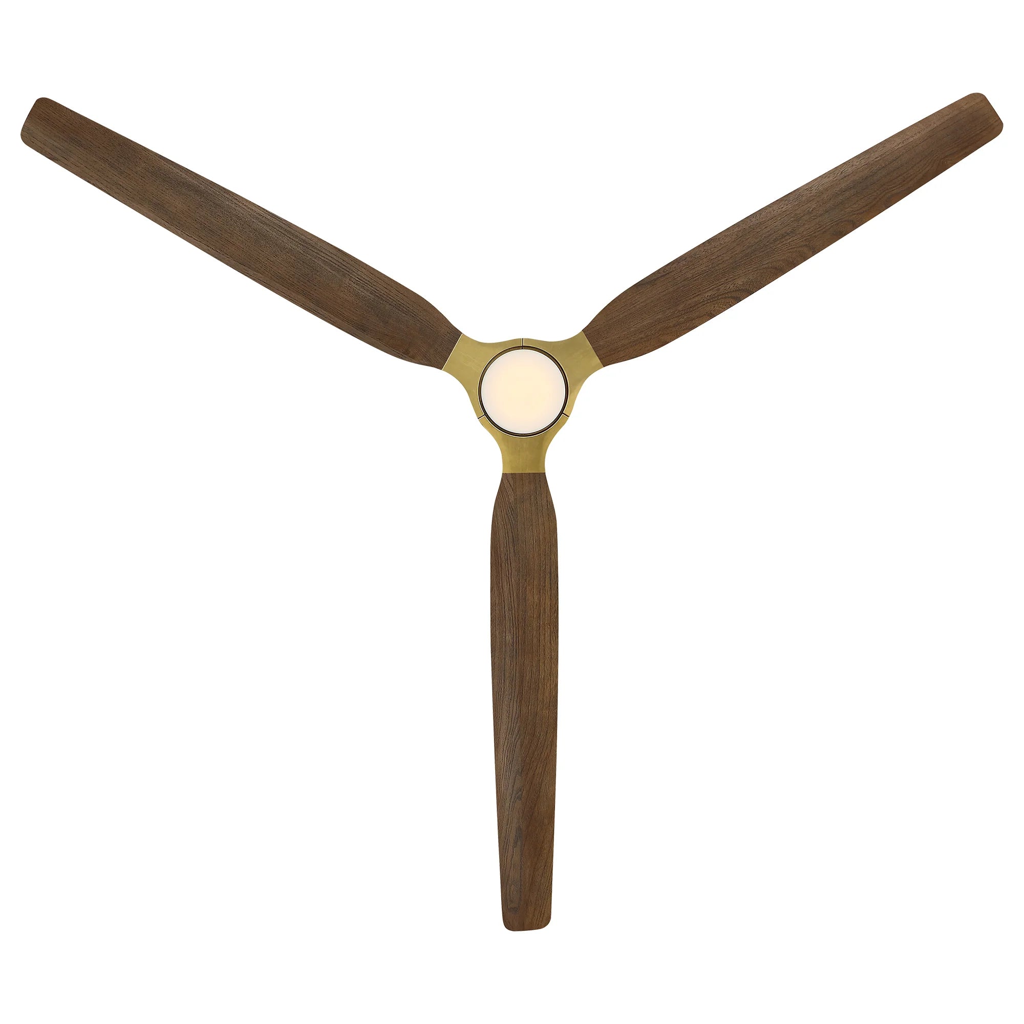 84" Modern Soft Brass Ceiling Fan with Solid Wood Blades for Large Spaces