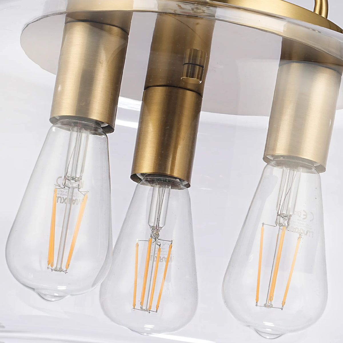 Avenor 3-Light Brushed Brass Glass Semi-Flush Mount Ceiling Light