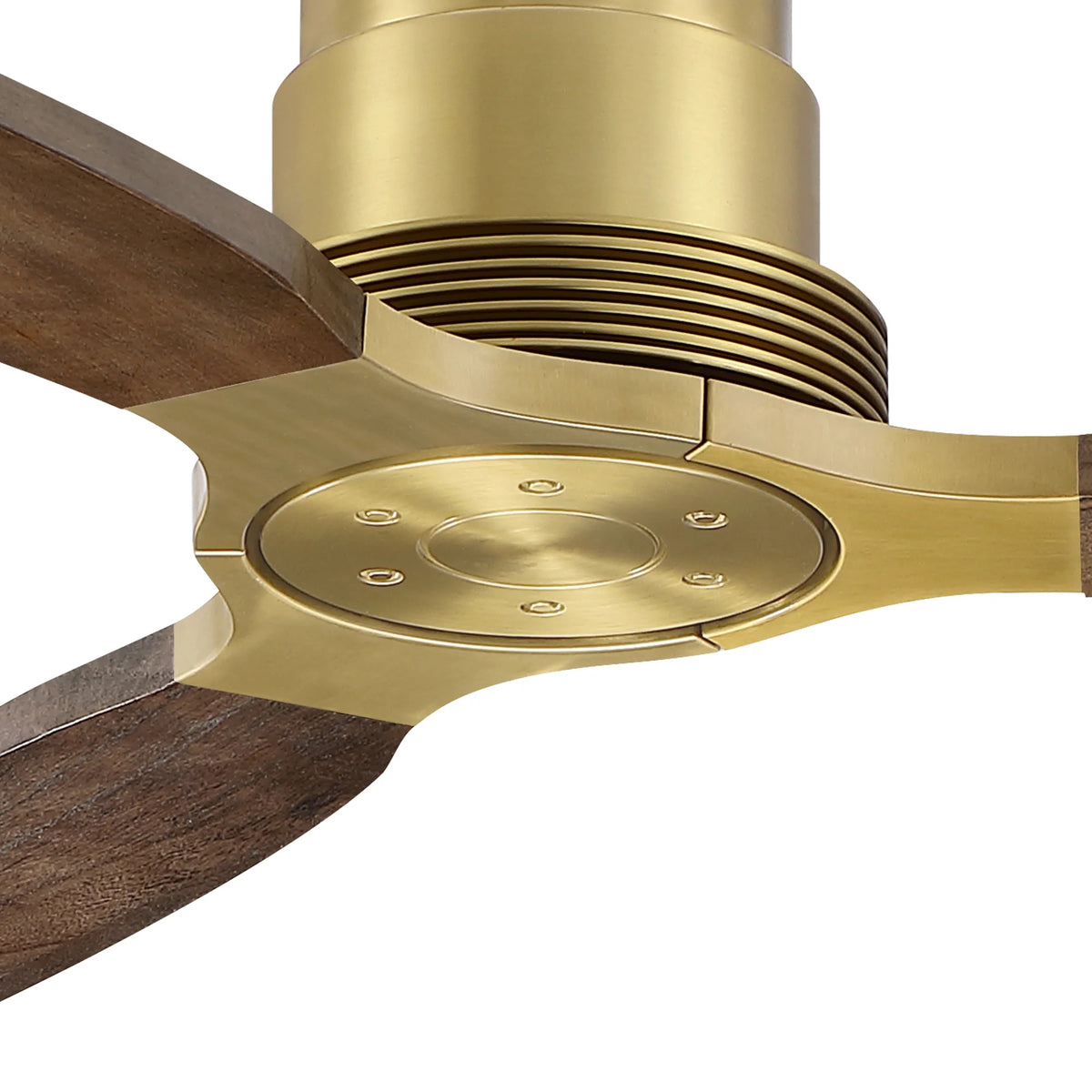 48" Louise Modern Soft Brass Flush Mount Ceiling Fan with Solid Wood Blades
