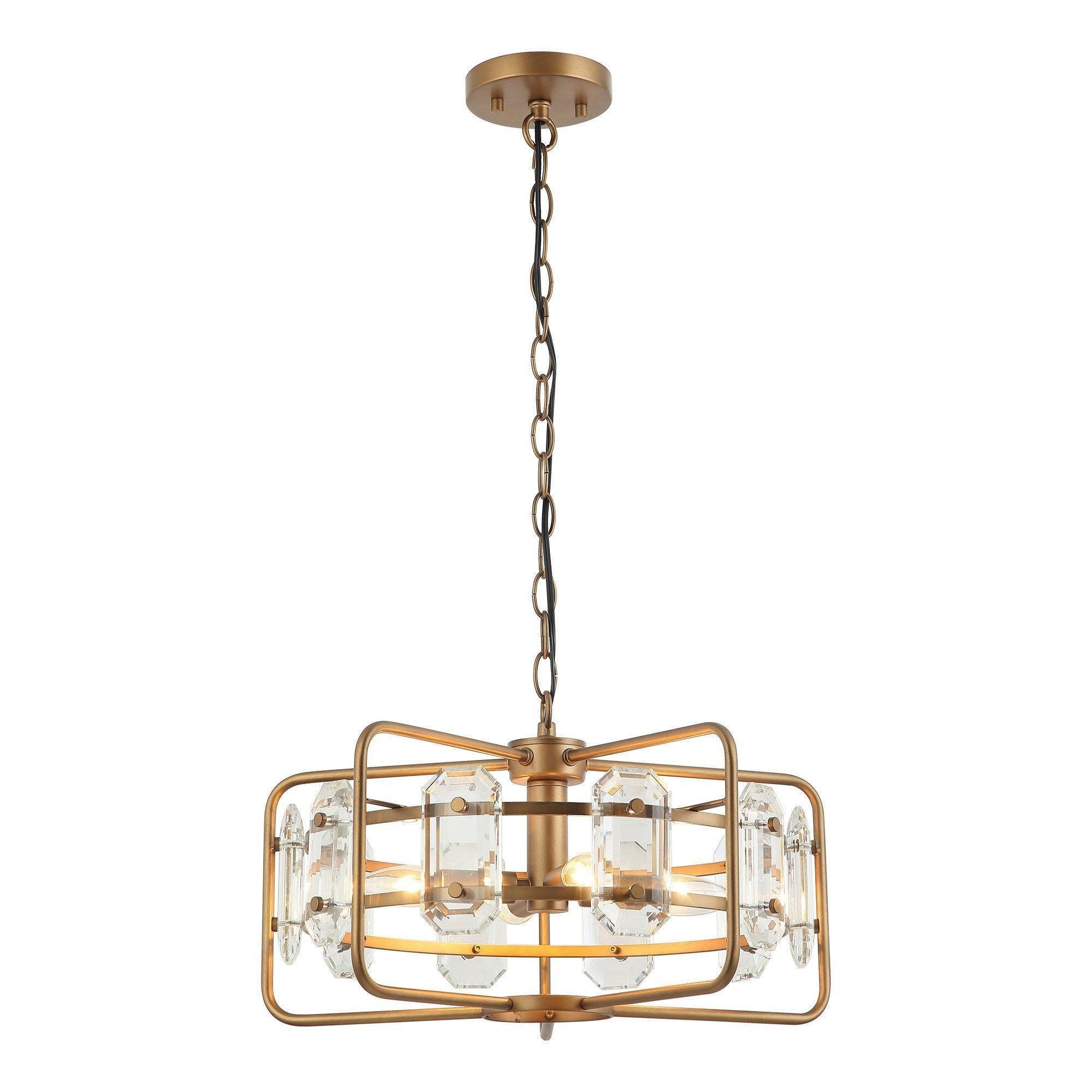 Modern Crystal 4-Light Golden Black Pendant Light - IPLUS Lighting
