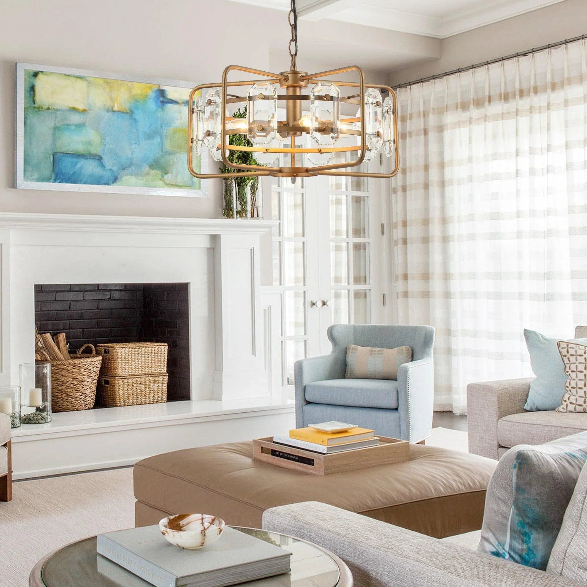 Modern Crystal 4-Light Golden Black Pendant Light - IPLUS Lighting