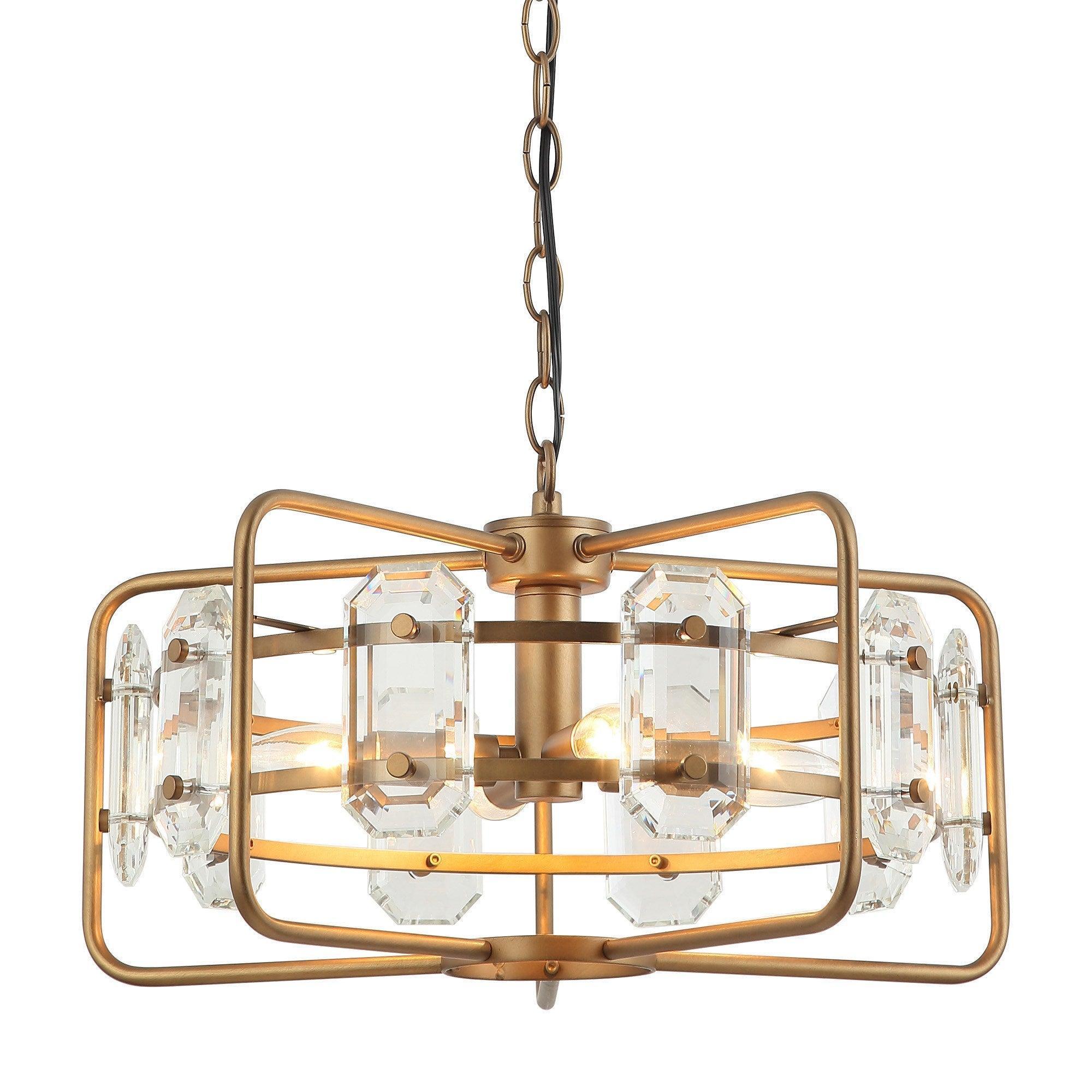 Modern Crystal 4-Light Golden Black Pendant Light - IPLUS Lighting