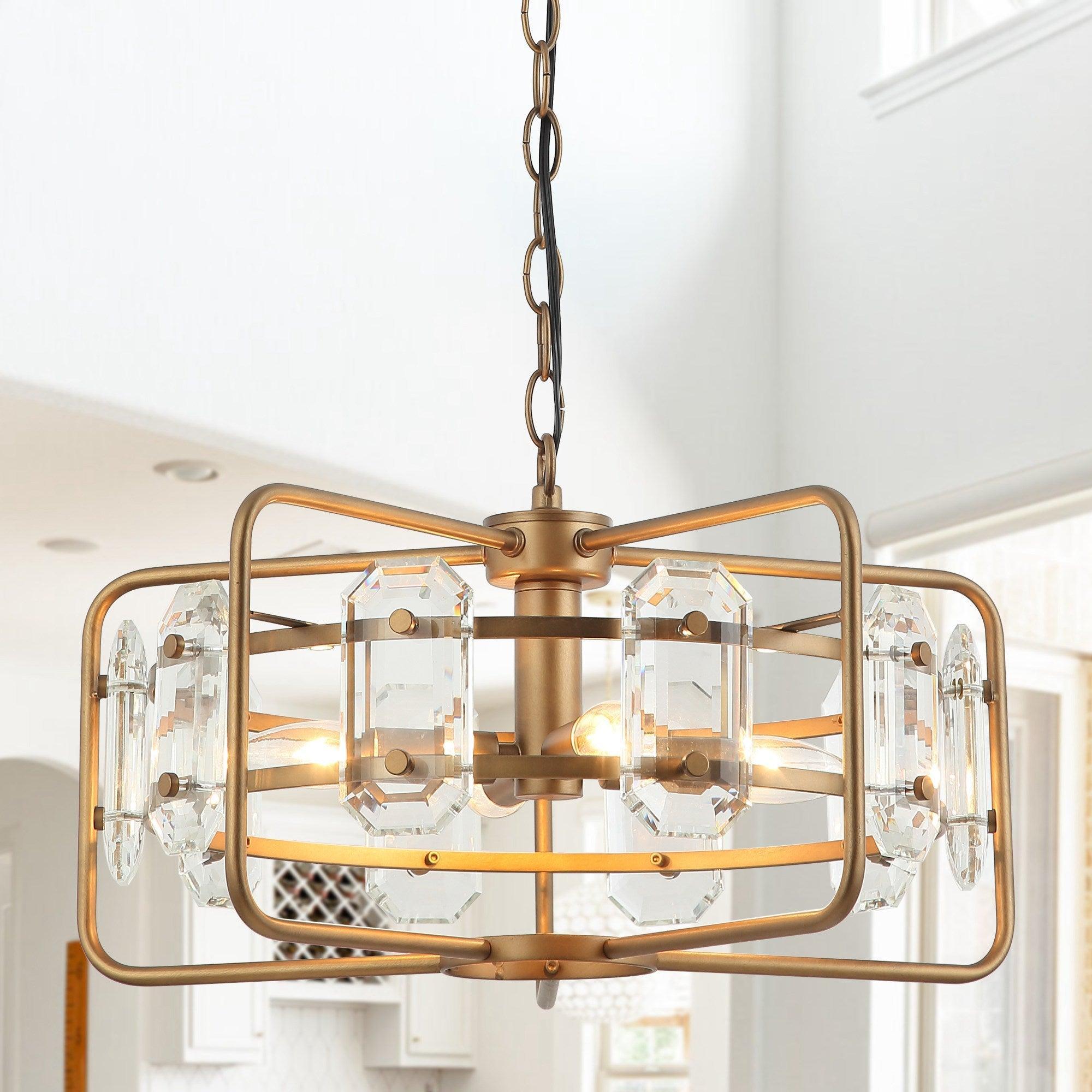4-Light Golden Modern Crystal Pendant Light - ParrotUncle