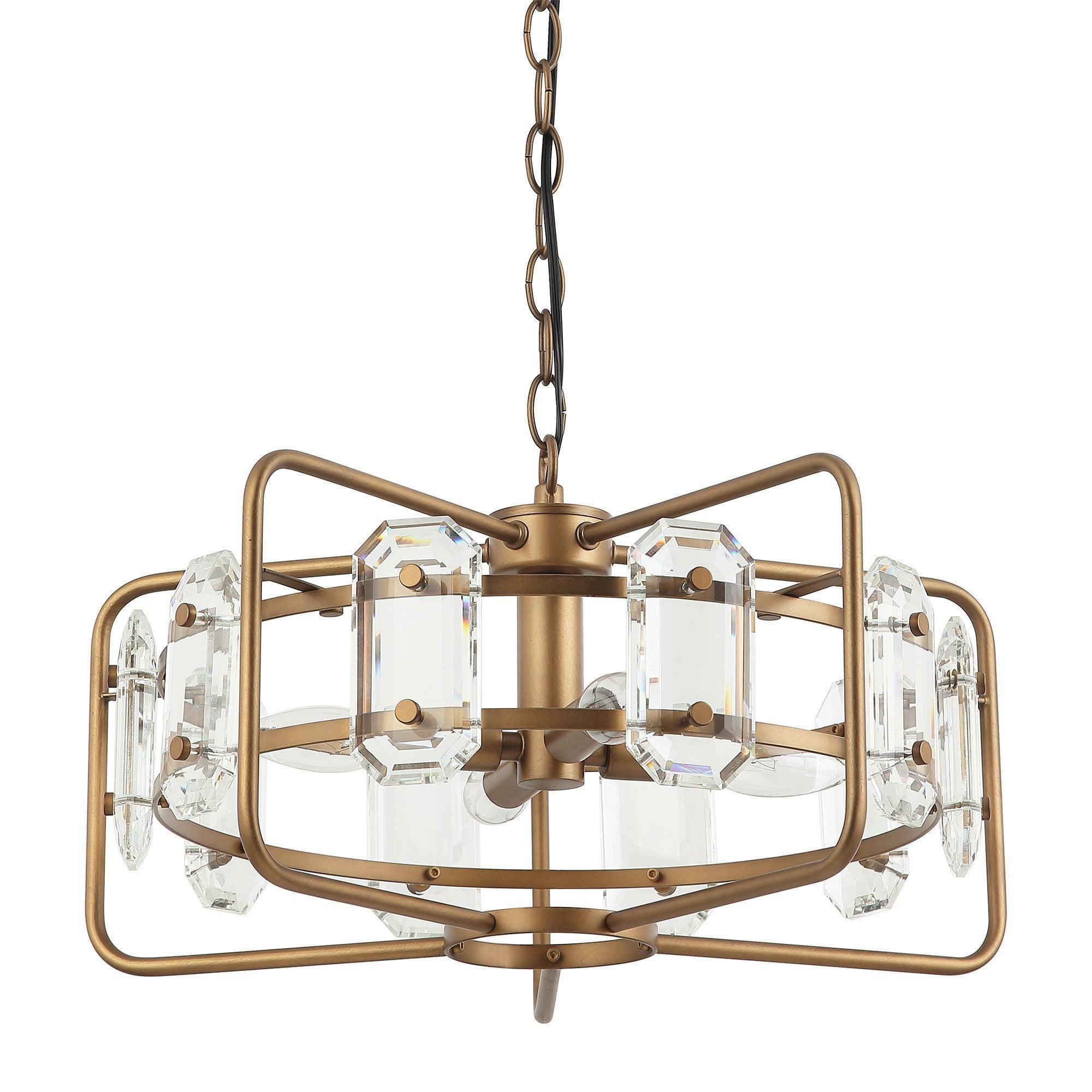 4-Light Golden Modern Crystal Pendant Light - ParrotUncle