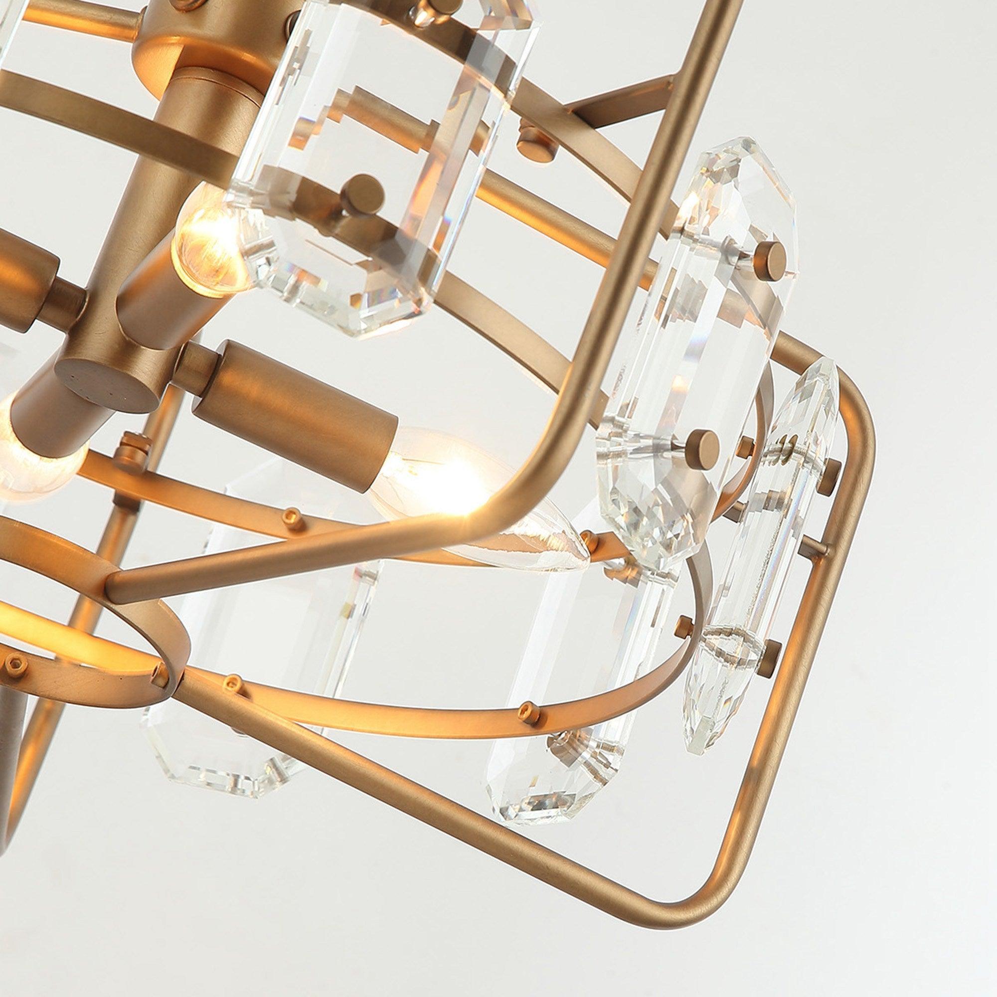 4-Light Golden Modern Crystal Pendant Light - ParrotUncle