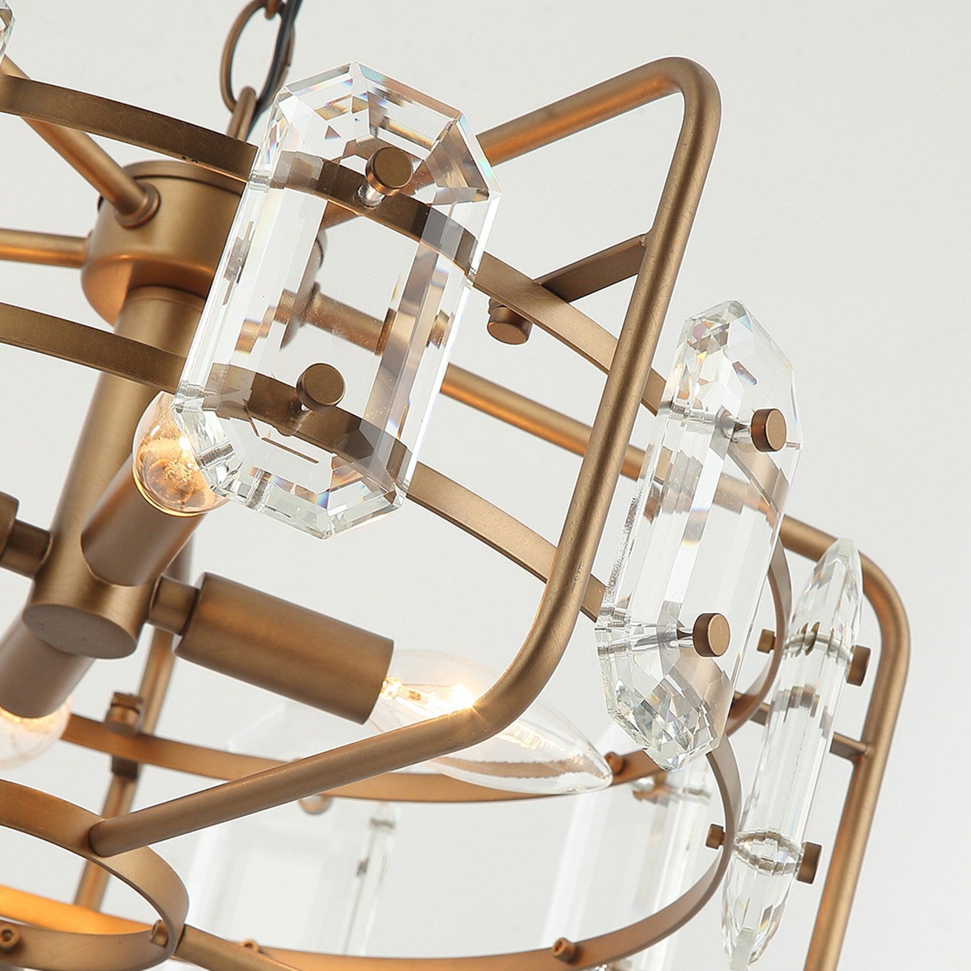 4-Light Golden Modern Crystal Pendant Light - ParrotUncle