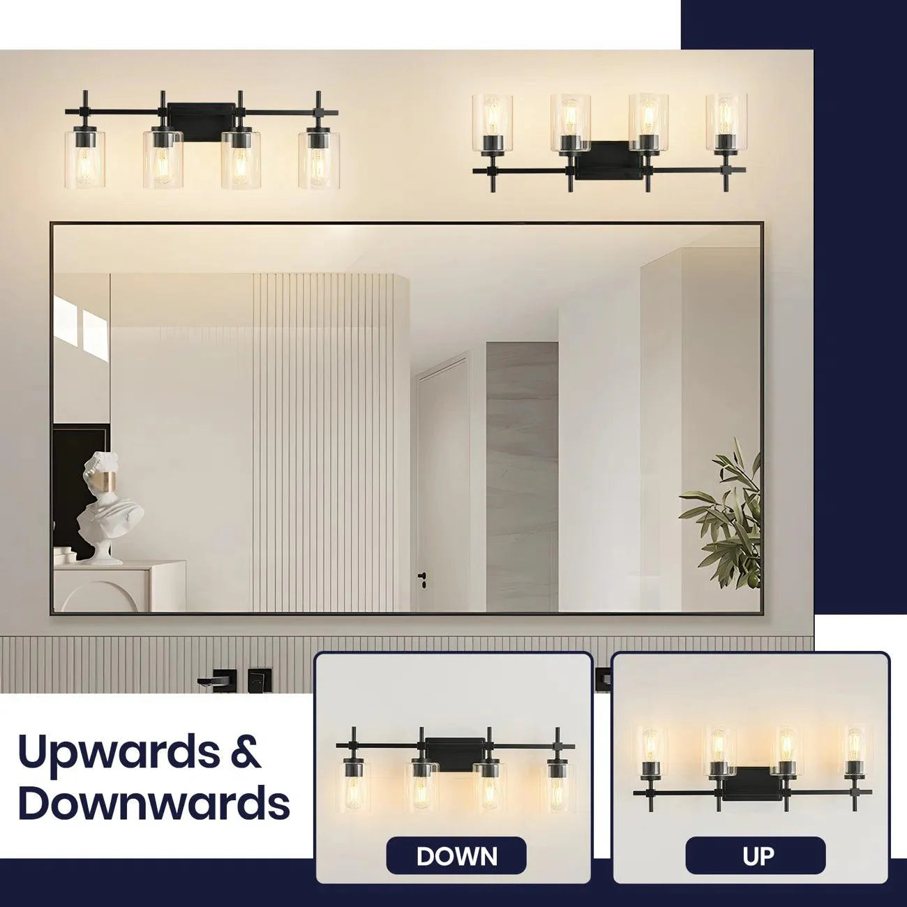 Jasper Modern 4-Light Clear Glass Linear Vanity Light