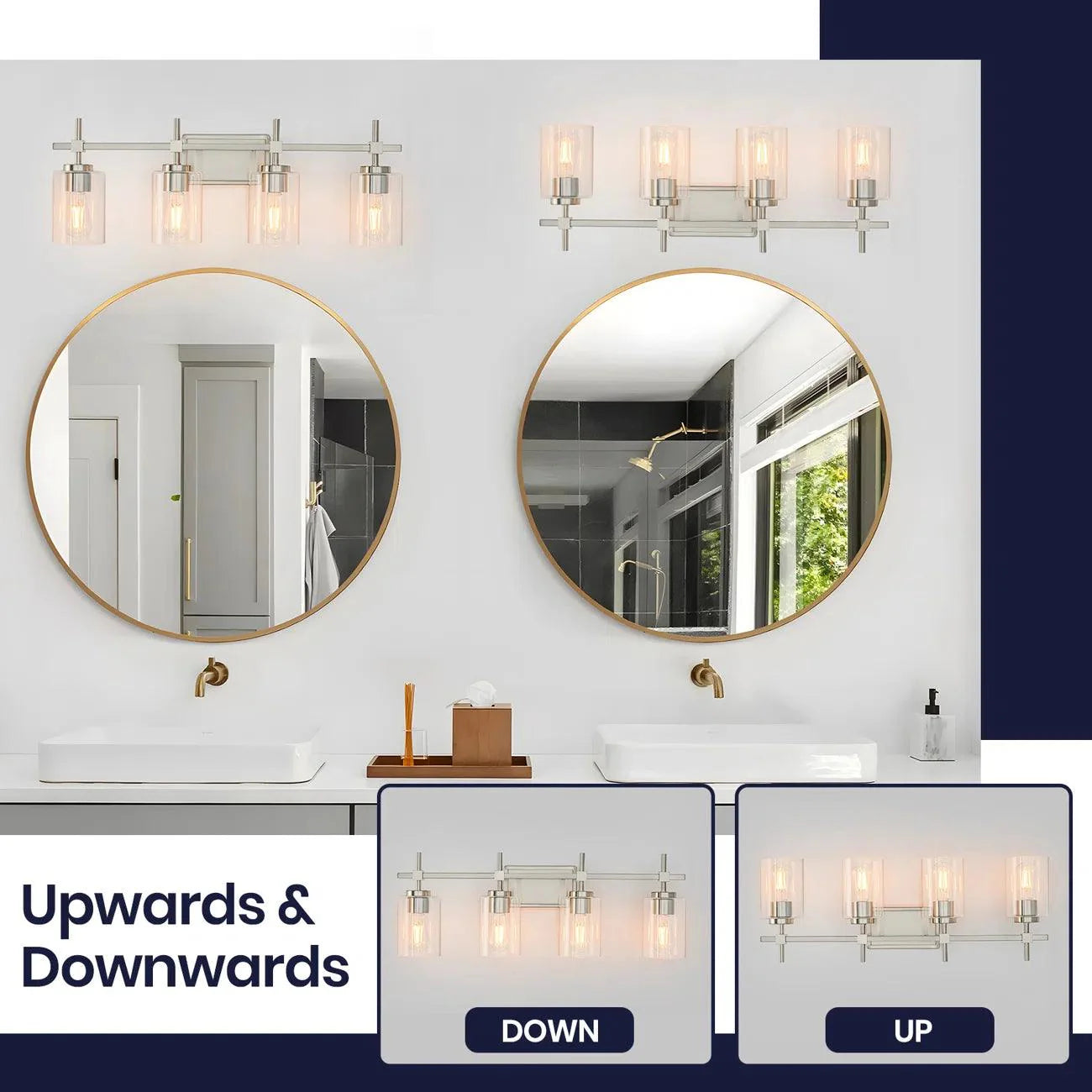 Jasper Modern 4-Light Clear Glass Linear Vanity Light