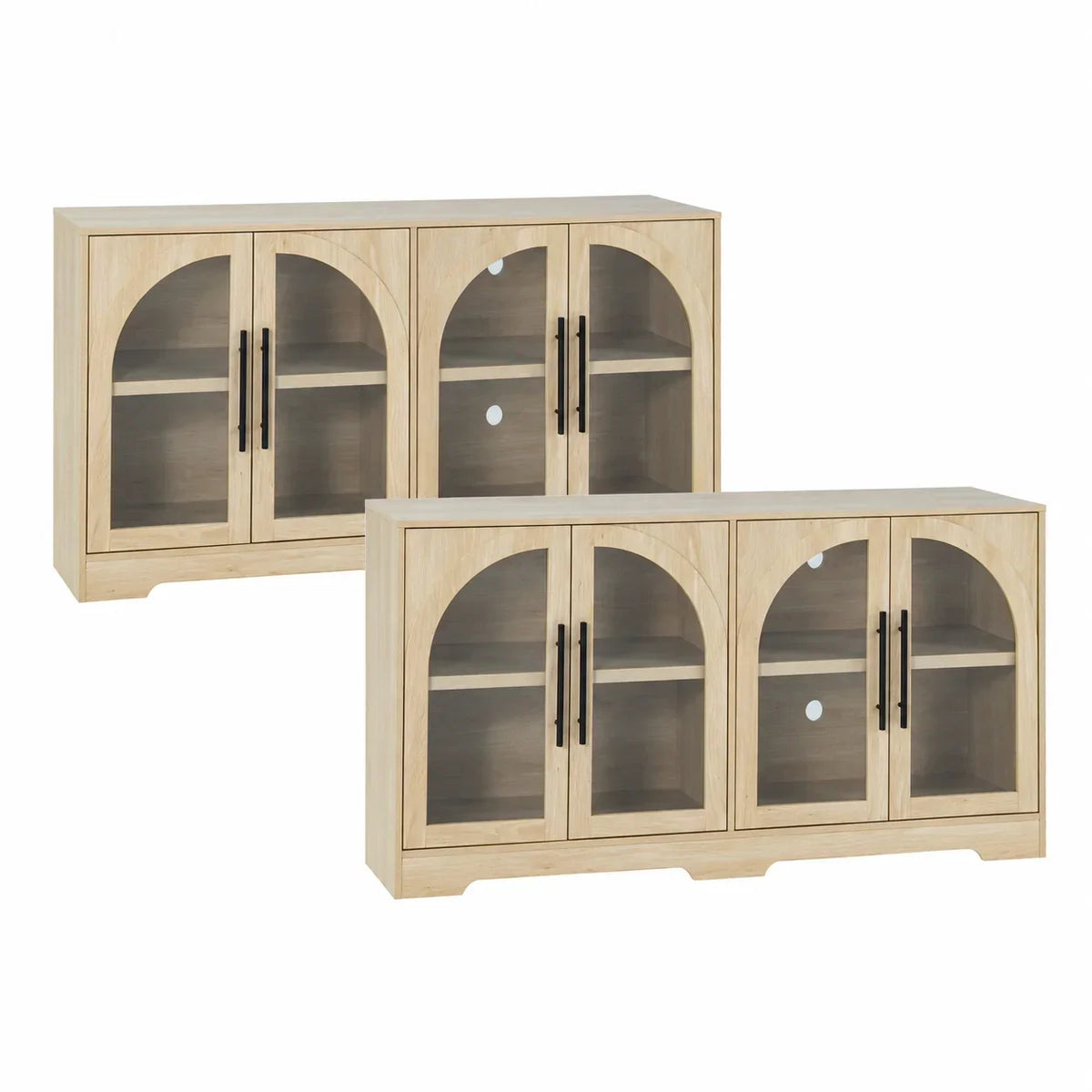 55" Aria Modern Oak Sideboard Cabinet with Arched Glass Doors