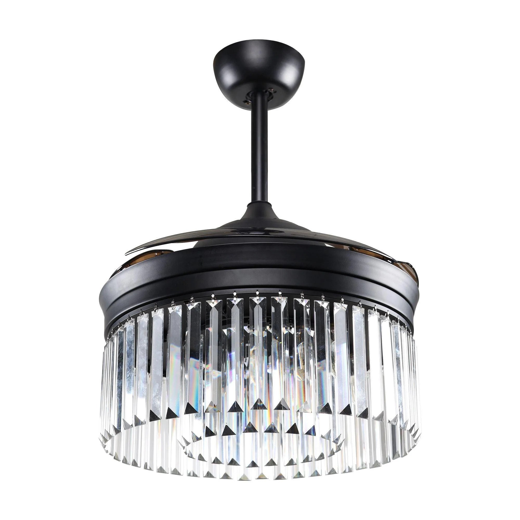 42" Modern Downrod Mount Crystal Ceiling Fan