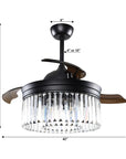 42" Modern Downrod Mount Crystal Ceiling Fan