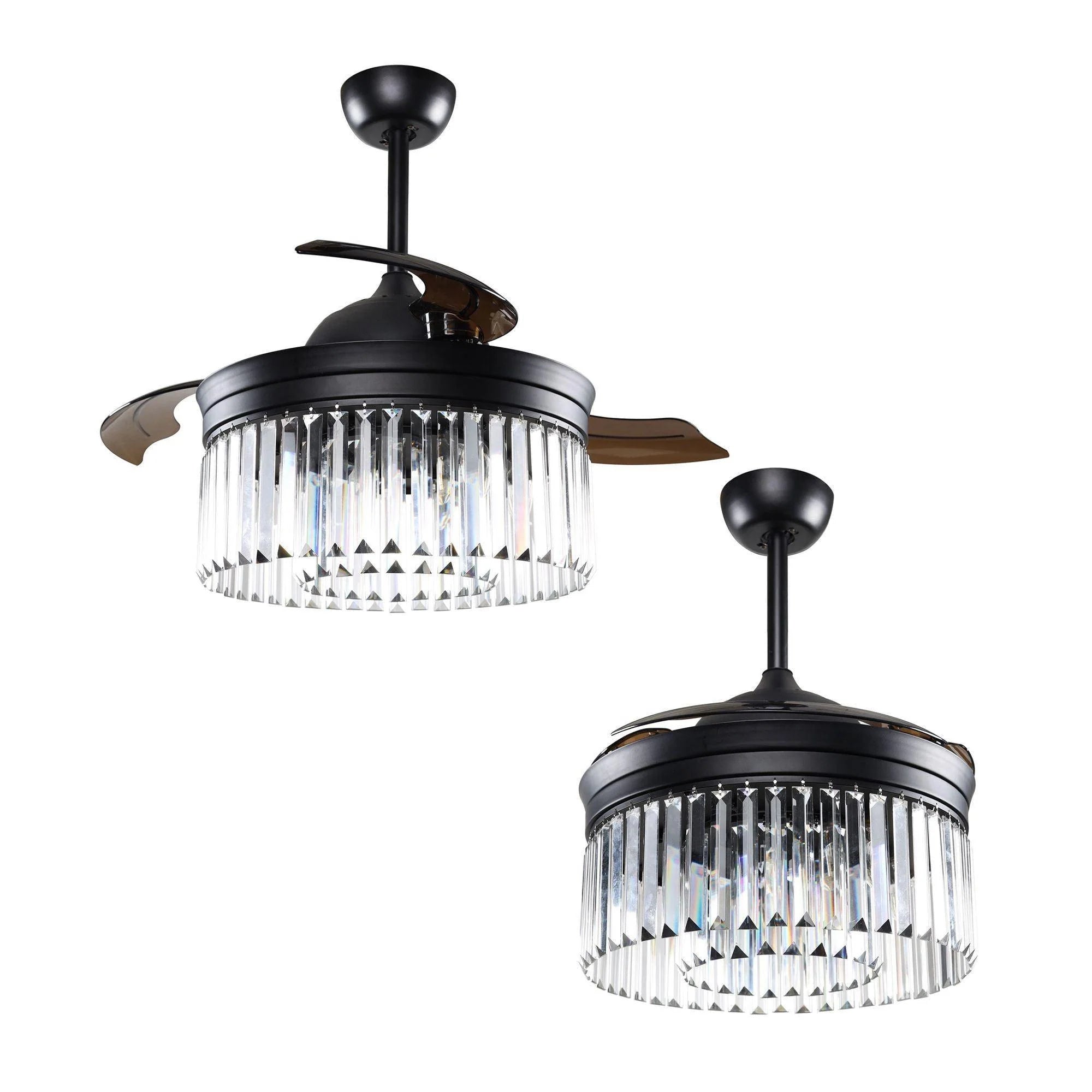 42" Modern Downrod Mount Crystal Ceiling Fan