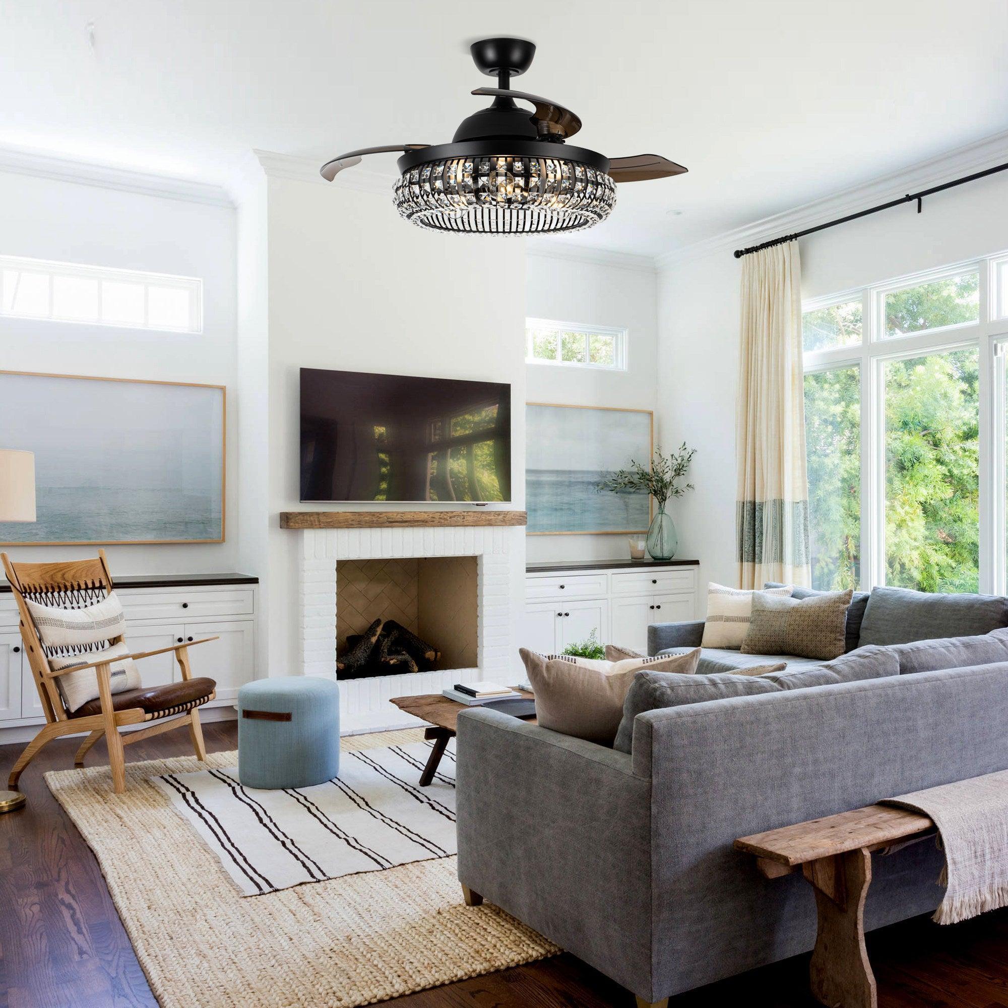 42" Modern Crystal Ceiling Fan - IPLUS Lighting