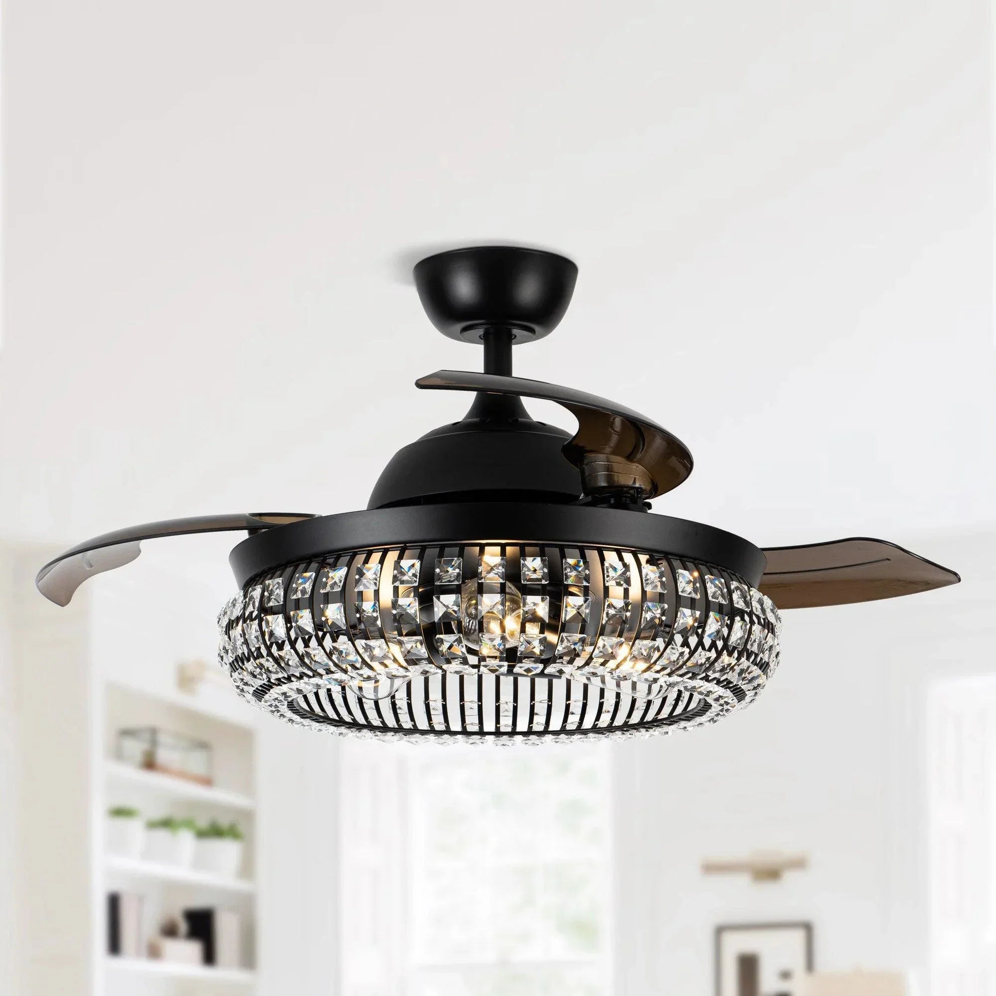 42" Modern Crystal Ceiling Fan - IPLUS Lighting