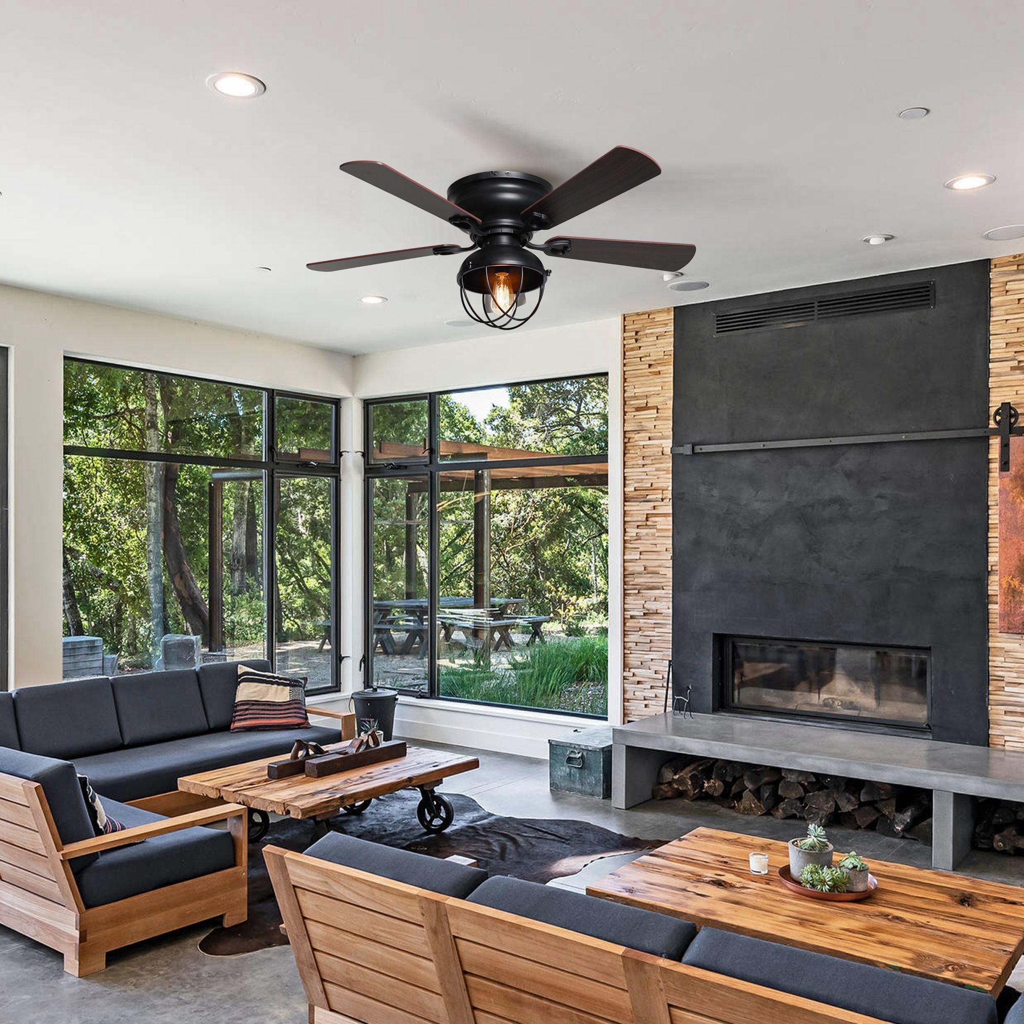 42" Traditional Flush Mount Reversible Ceiling Fan - IPLUS Lighting