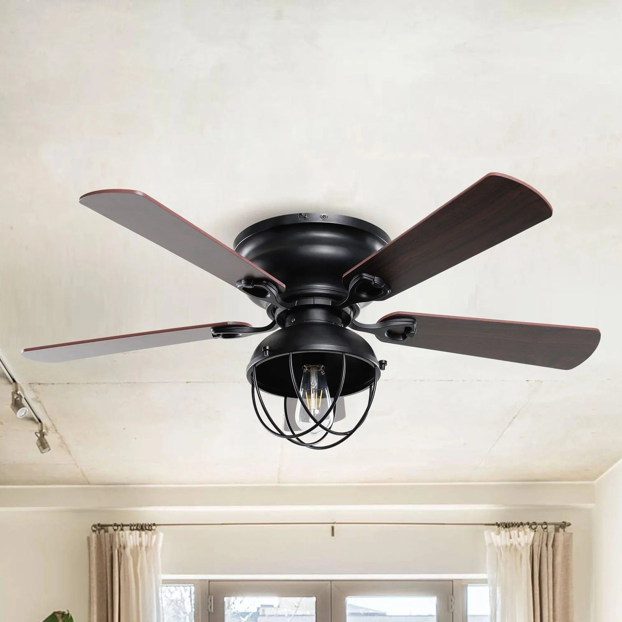 42" Traditional Flush Mount Reversible Ceiling Fan - IPLUS Lighting