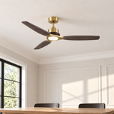 48" Louise Modern Soft Brass Ceiling Fan with Solid Wood Blades