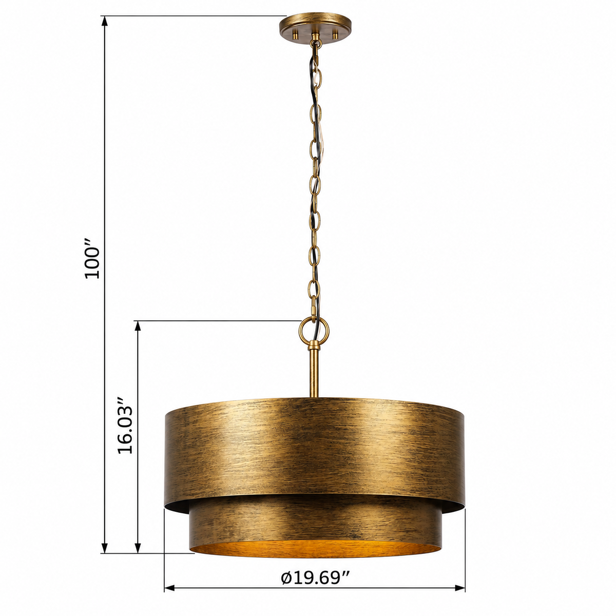 Maren 4-Light Antique Gold Drum Chandelier